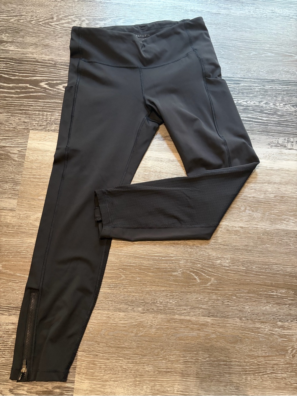 Athleta Black Leggings with Mesh Ankle Panels